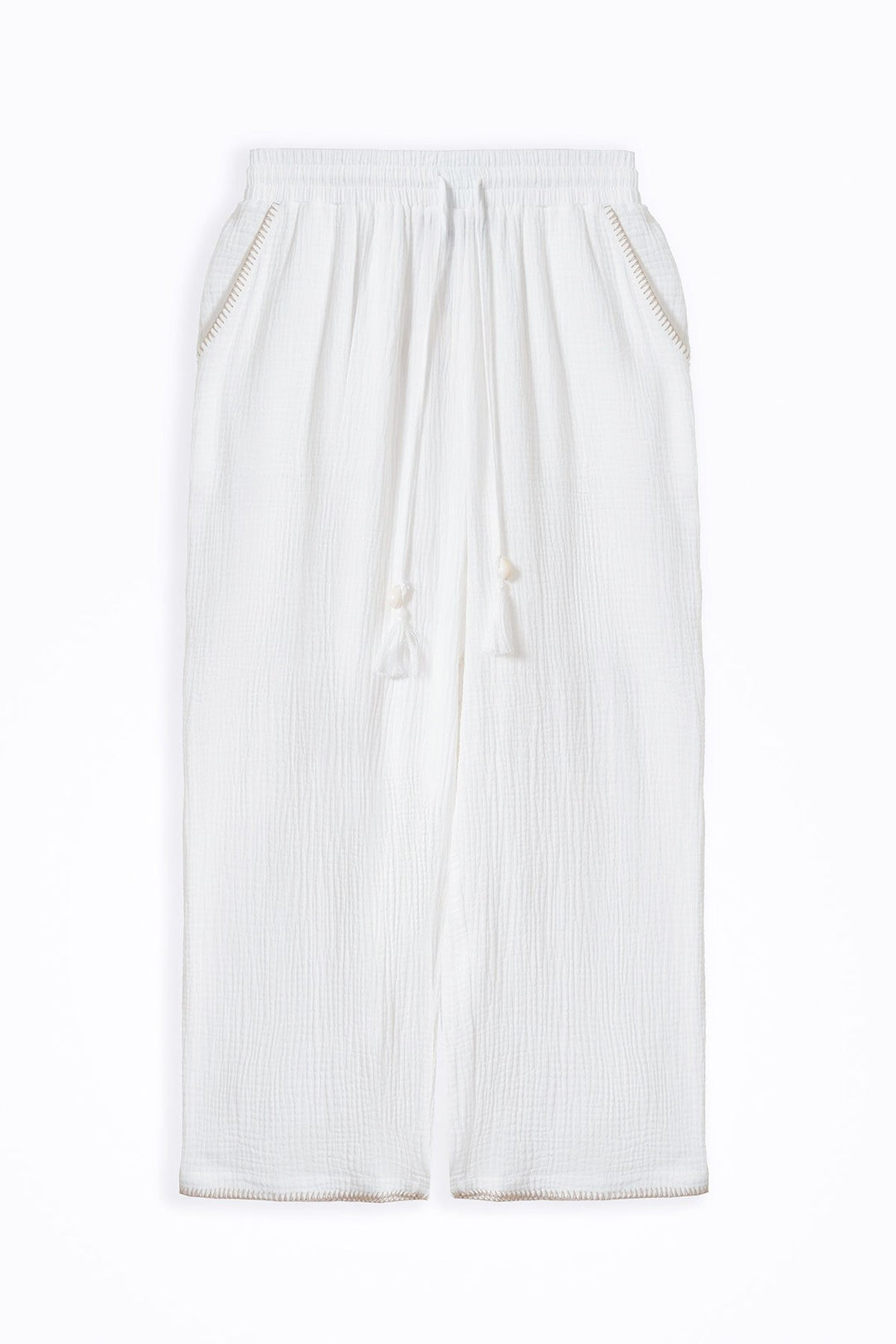 RESORT EMBROIDERED WIDE PANTS