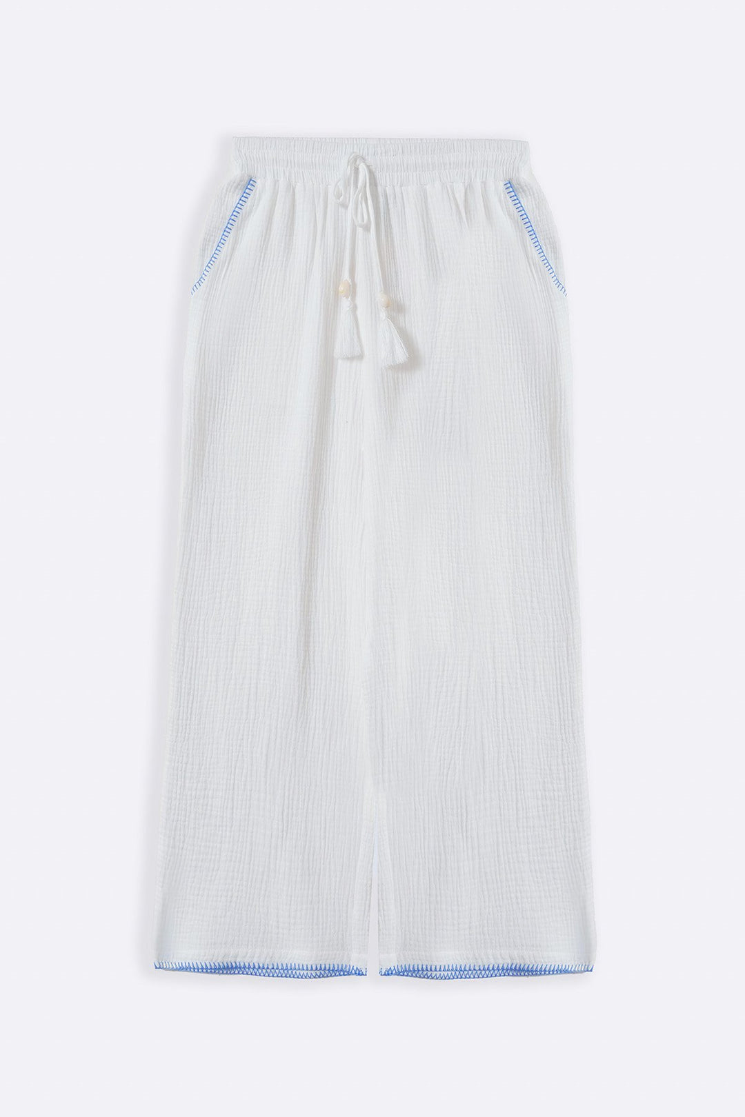 RESORT EMBROIDERED WIDE PANTS