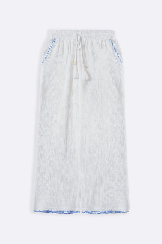 BLUE RESORT EMBROIDERED WIDE PANTS