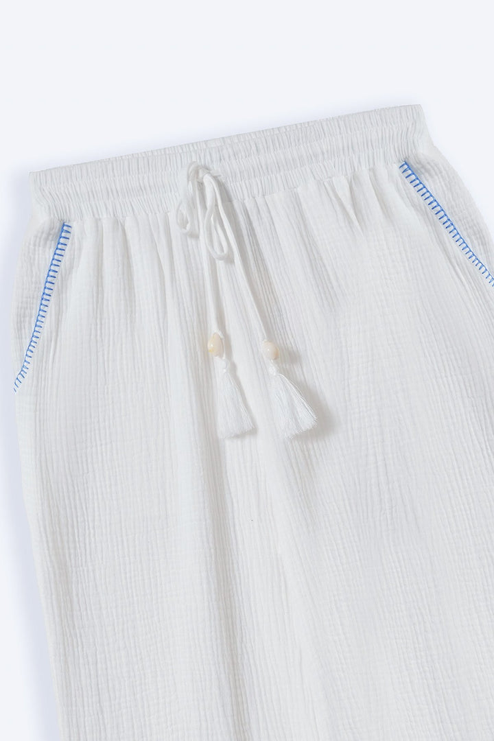 RESORT EMBROIDERED WIDE PANTS