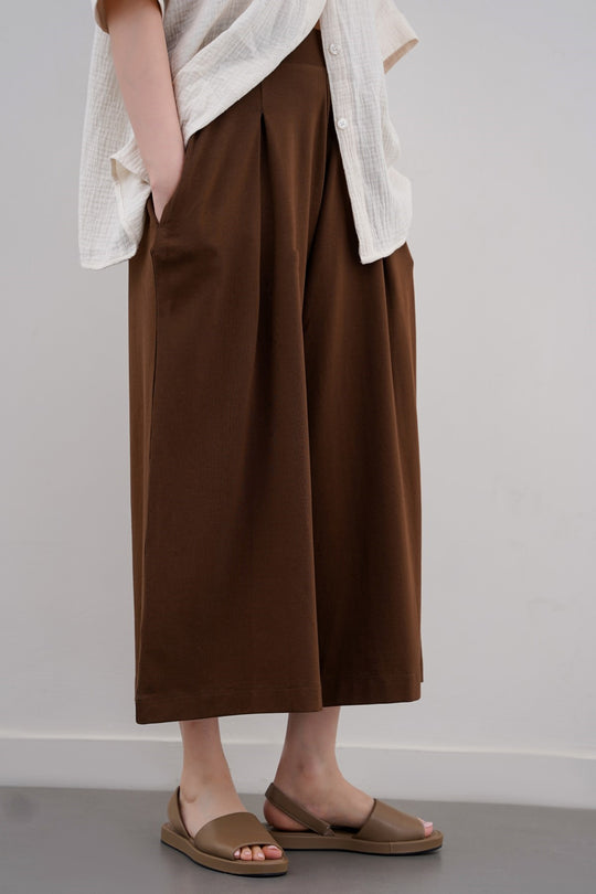 TAUPE CROPPED WIDE LEG PANTS