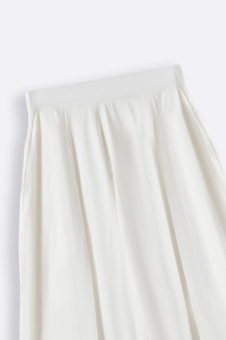 WHITE CROPPED WIDE LEG PANTS