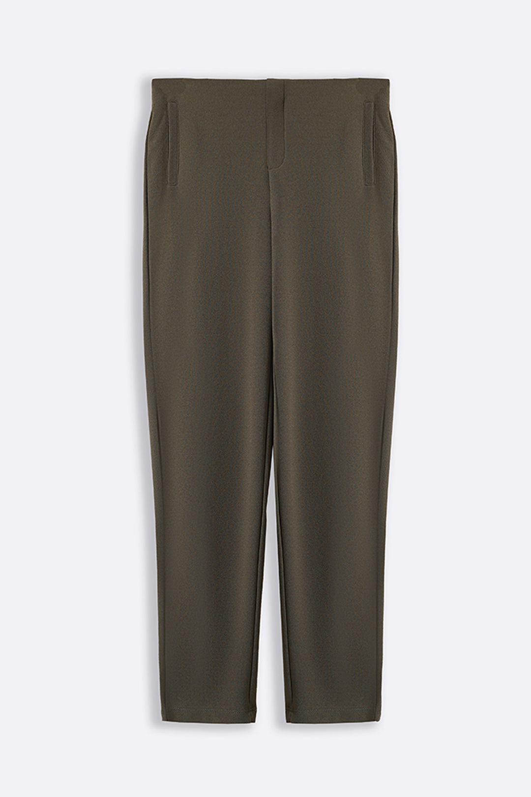OLIVE STRETCHY TAPERED PANTS