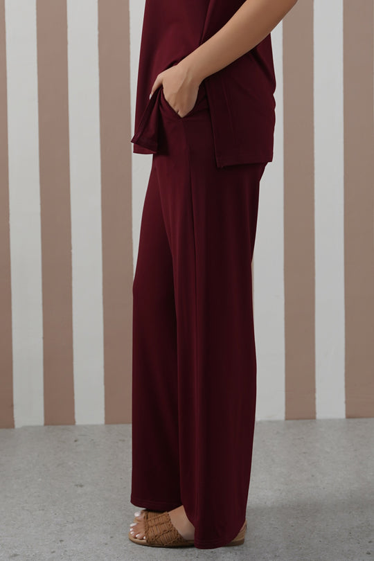 BURGUNDY OFF-DUTY STRAIGHT PANTS