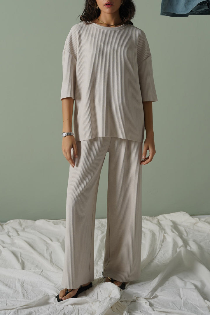 BEIGE LINEA STRETCHY TROUSERS