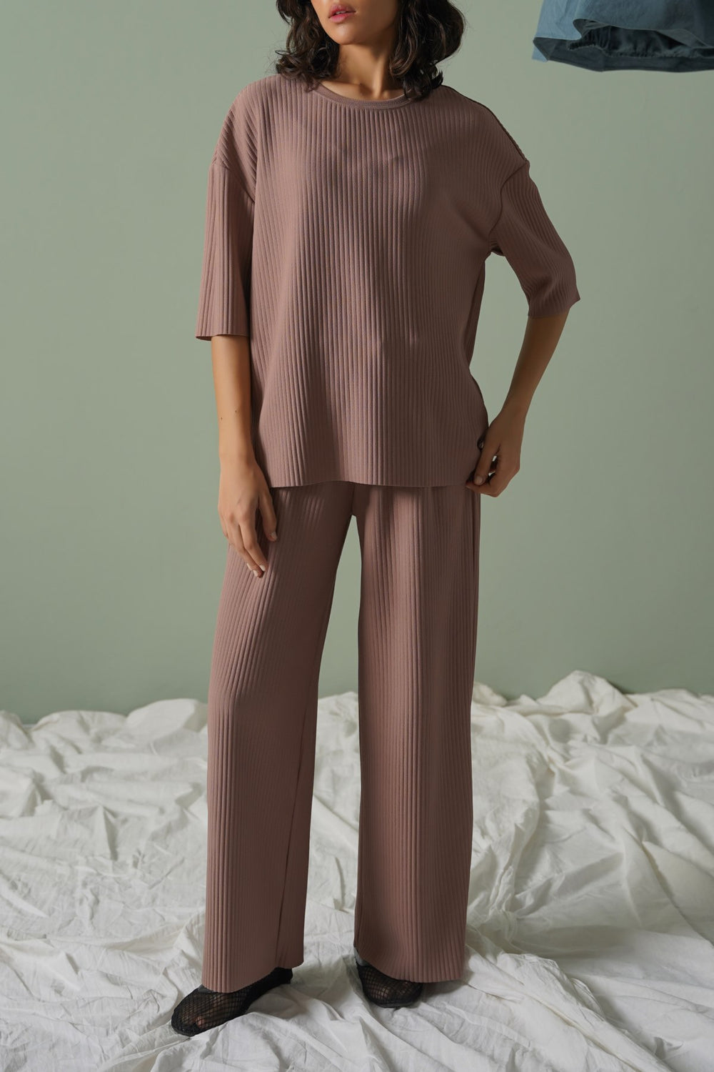 BROWN LINEA STRETCHY TROUSERS