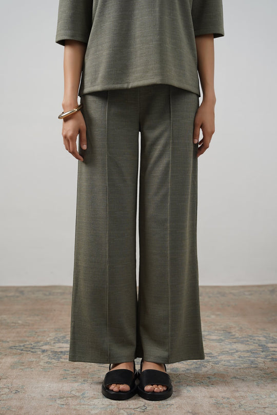 SAGE GREEN STRETCHY PANTS WITH PLEAT