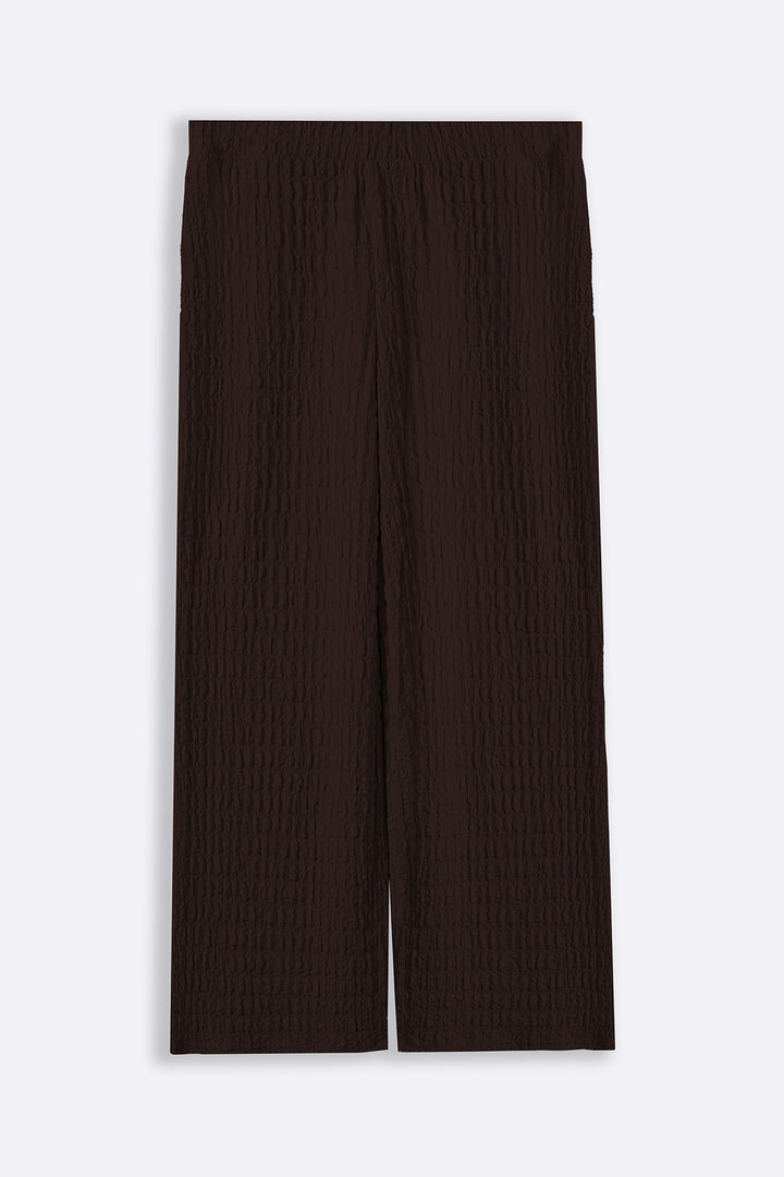 BROWN BUBBLE CRINKLE PANTS