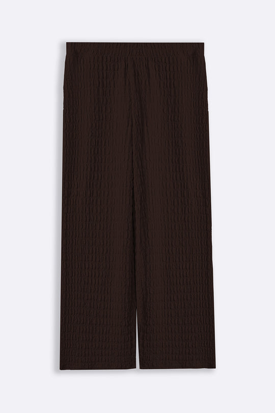 BROWN BUBBLE CRINKLE PANTS