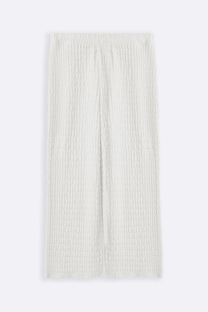 WHITE BUBBLE CRINKLE PANTS