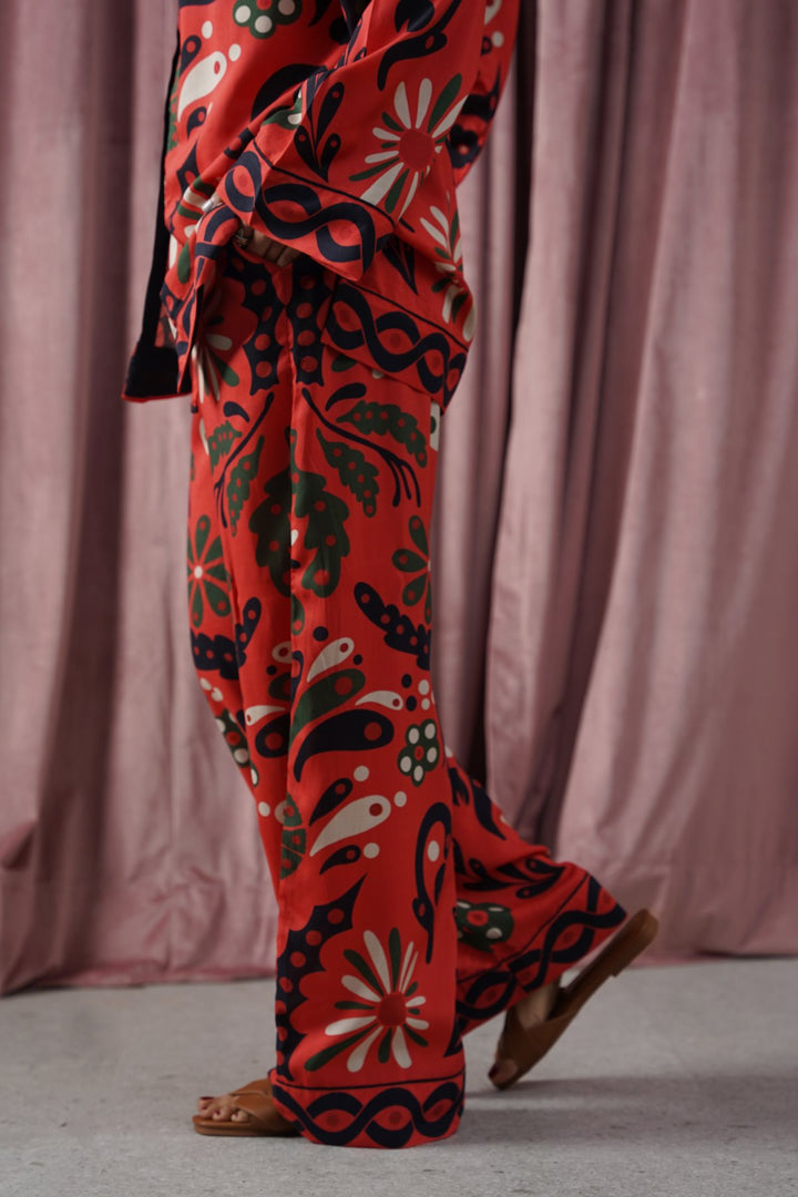 CRIMSON PRINTED PANTS