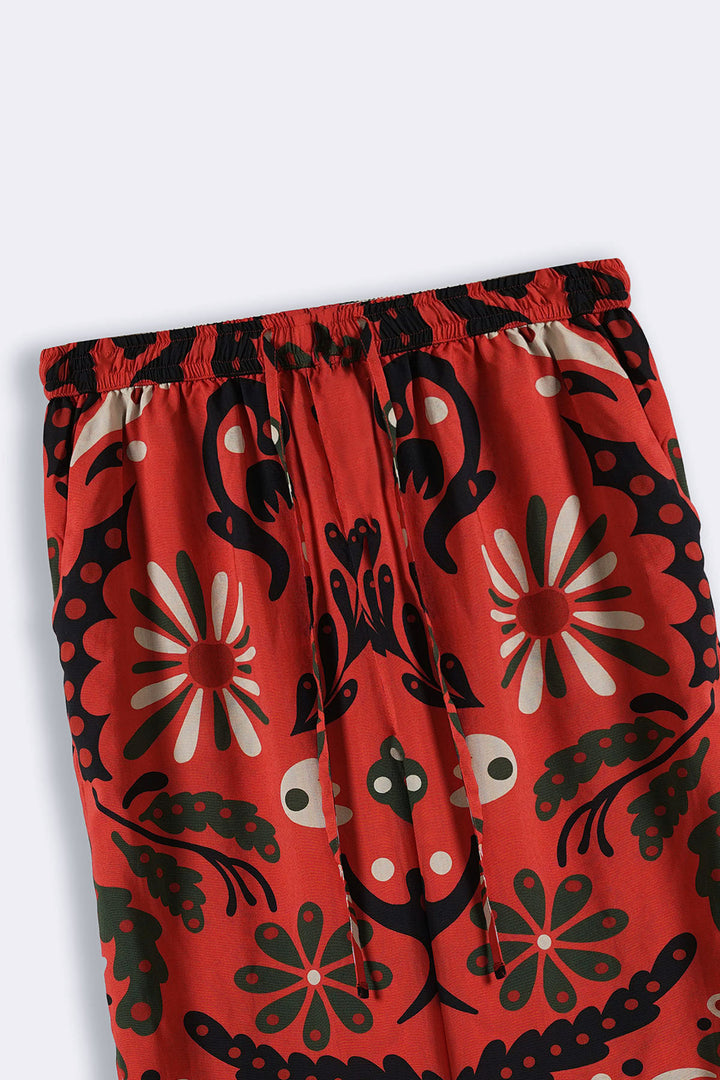 CRIMSON PRINTED PANTS