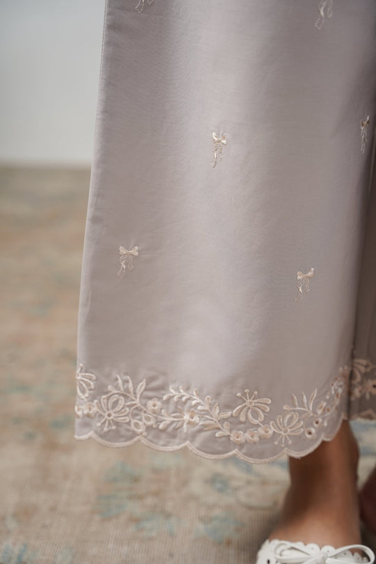 GREY PARADISE EMBROIDERED PANTS