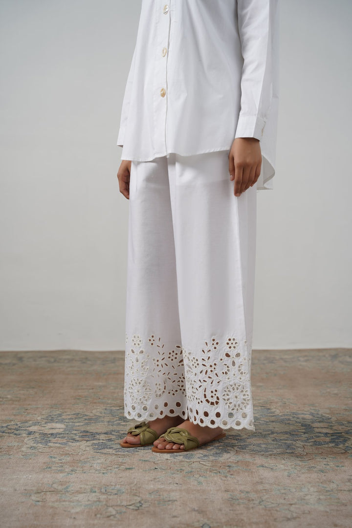 CREME CUTWORK PANTS