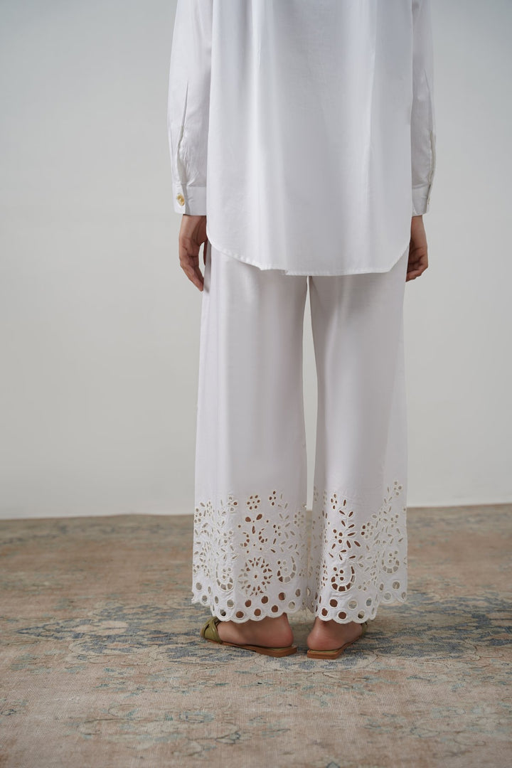 CREME CUTWORK PANTS