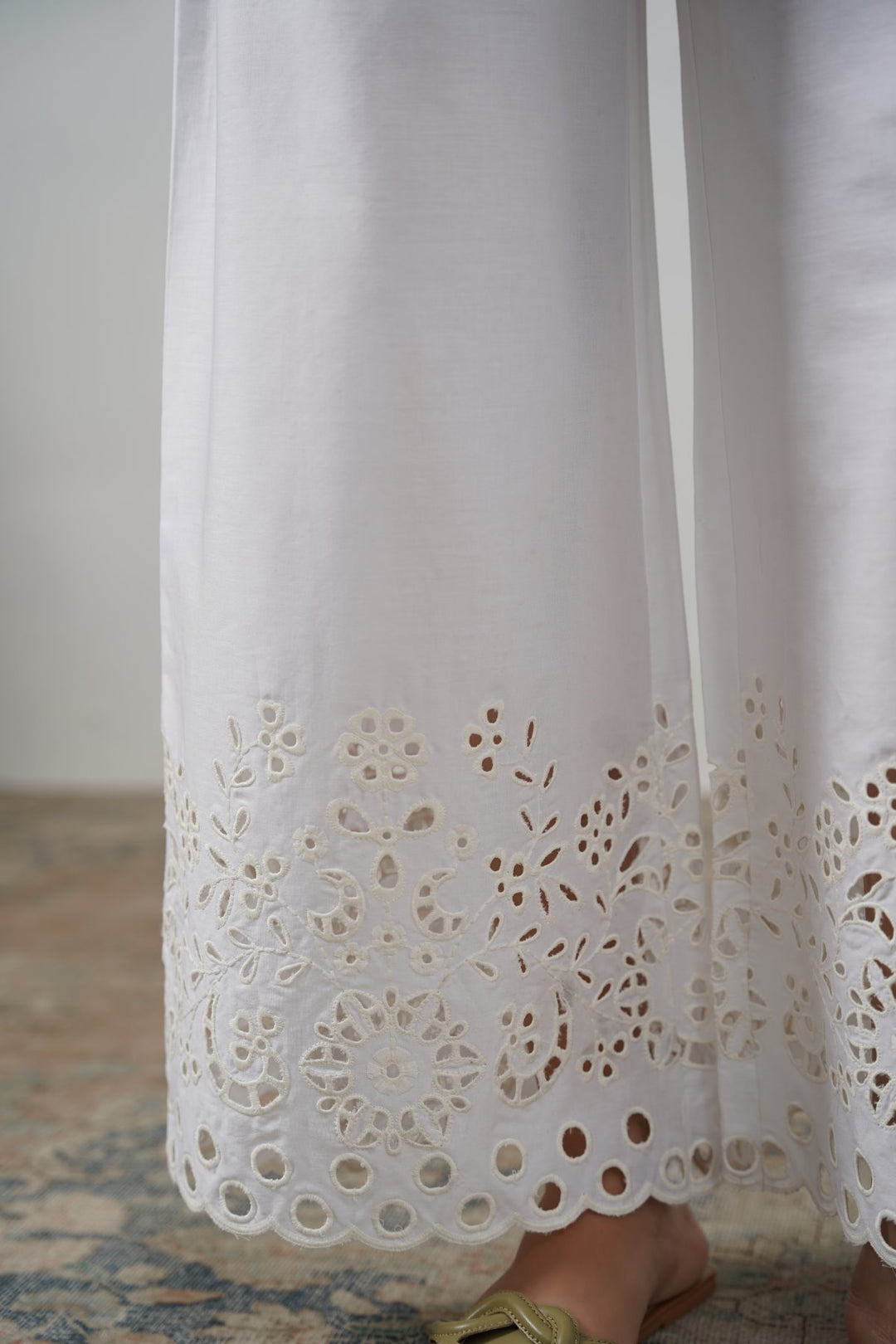 CREME CUTWORK PANTS