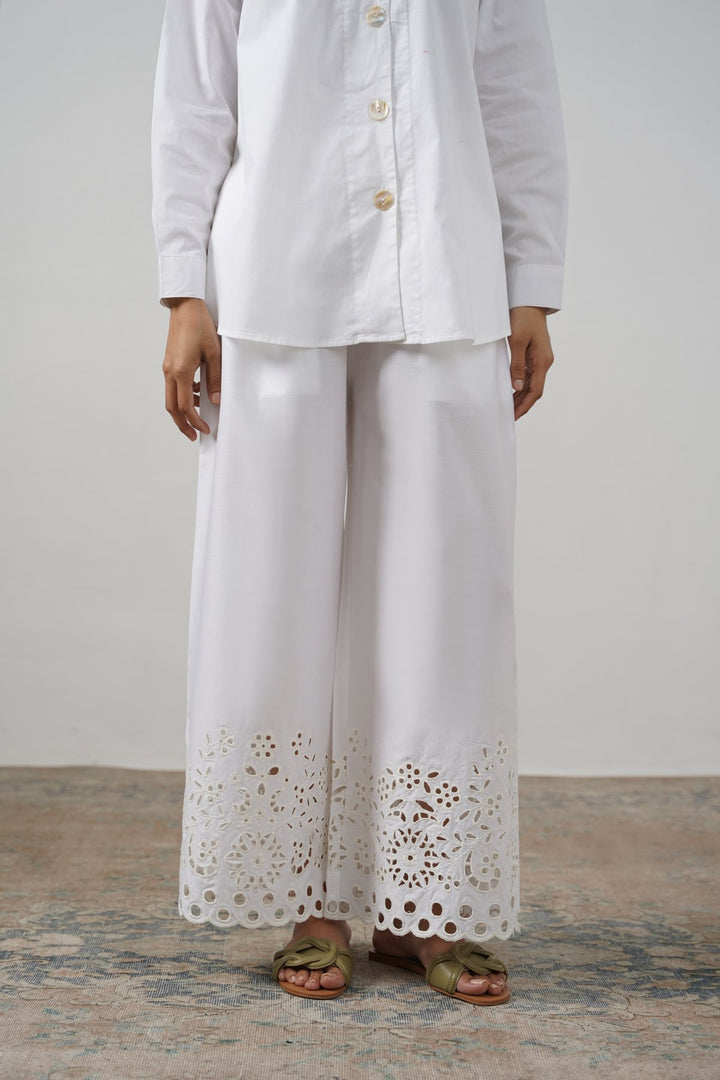 CREME CUTWORK PANTS