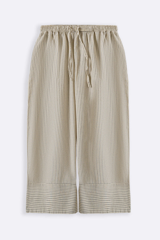 ECRU STRIPED LINEN PANTS