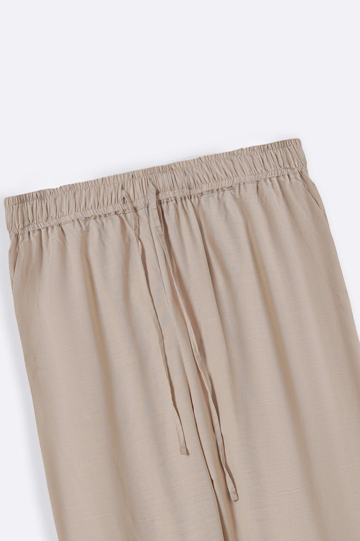 BEIGE COTTON FLARE PANTS