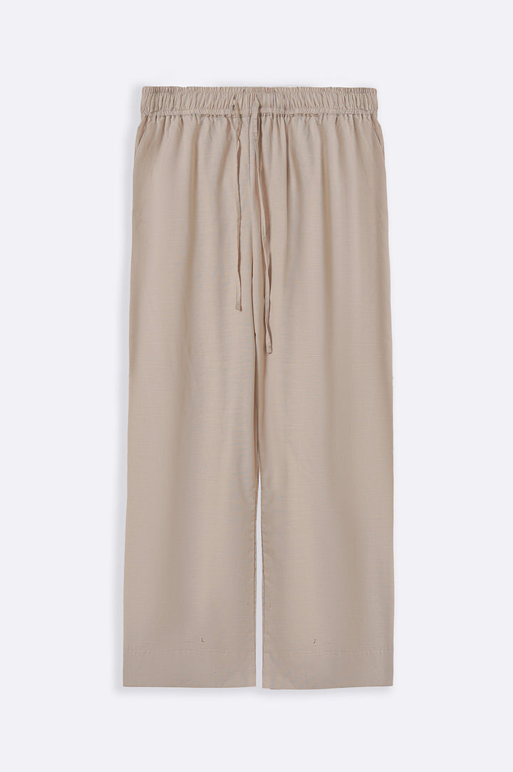 BEIGE COTTON FLARE PANTS