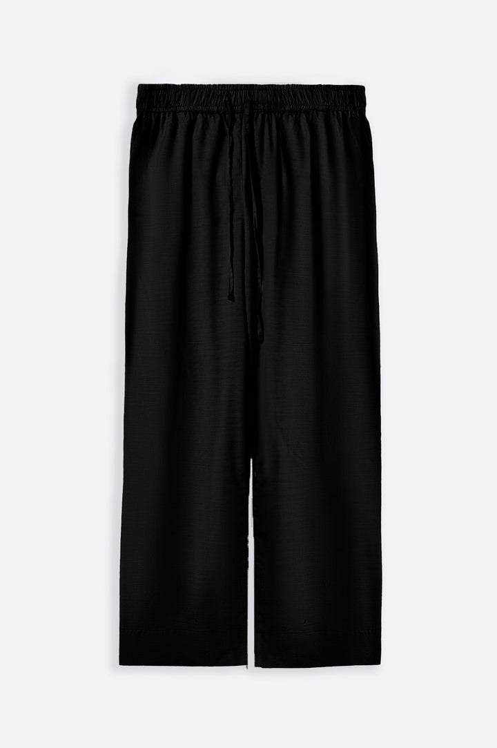 BLACK COTTON FLARE PANTS