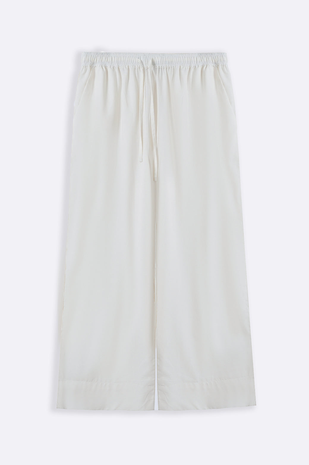 WHITE COTTON FLARE PANTS