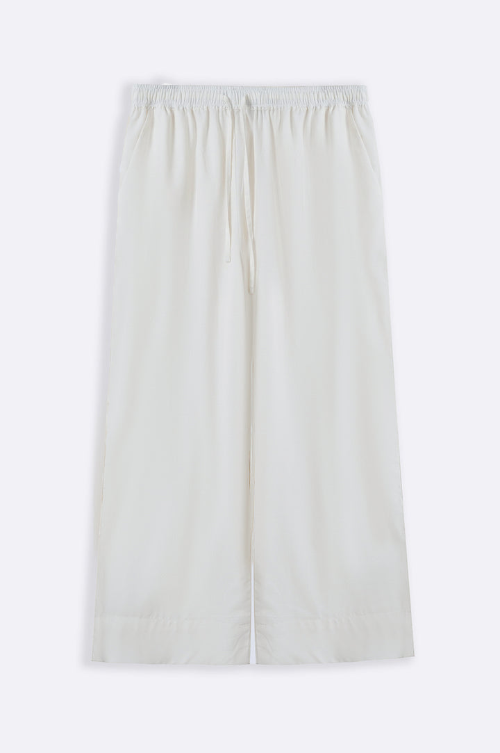 WHITE COTTON FLARE PANTS