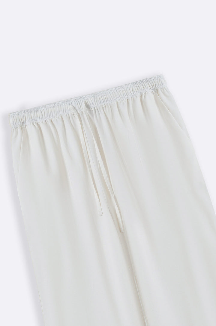 WHITE COTTON FLARE PANTS