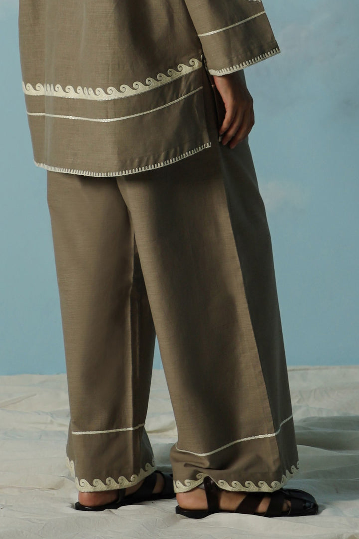 BEIGE DESERT NOON EMBROIDERED PANT