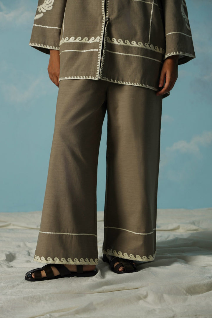BEIGE DESERT NOON EMBROIDERED PANT