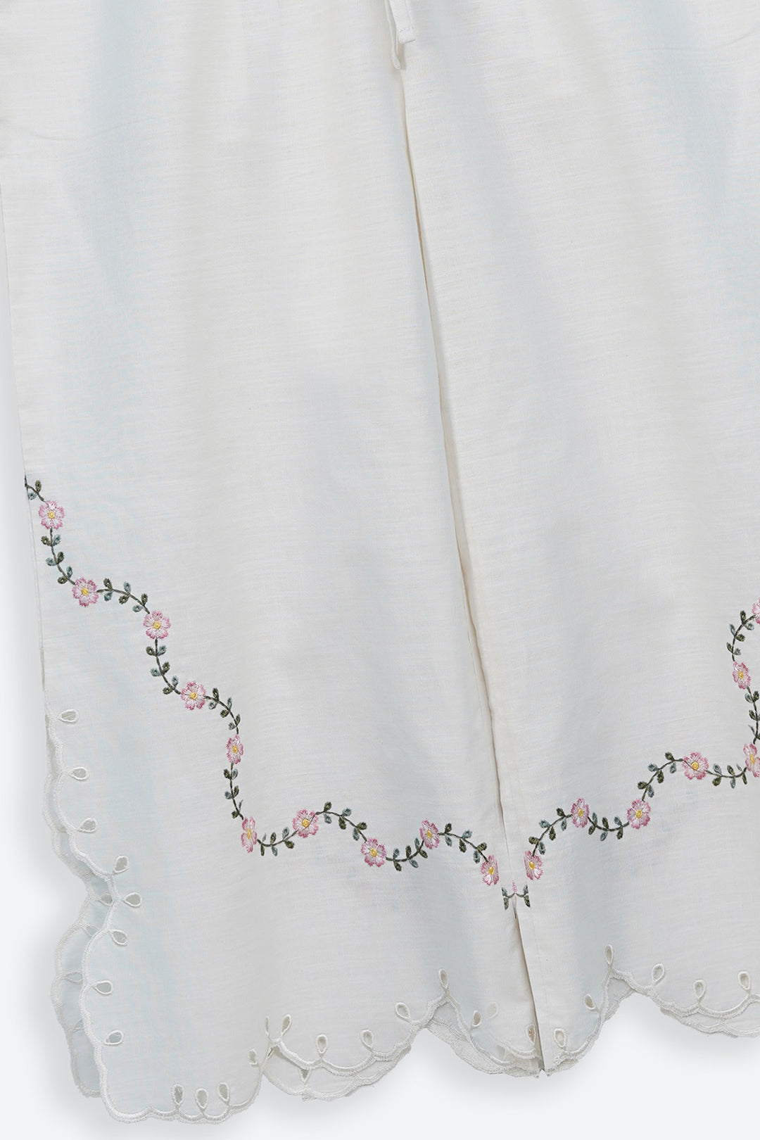 WHITE PEONY EMBROIDERED CULOTTE