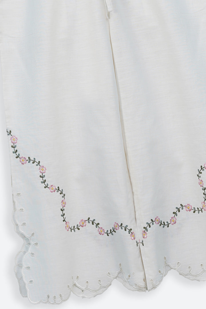 WHITE PEONY EMBROIDERED CULOTTE