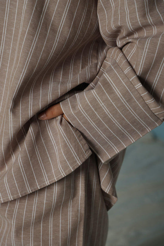 BEIGE CURVE STRIPED CULOTTES