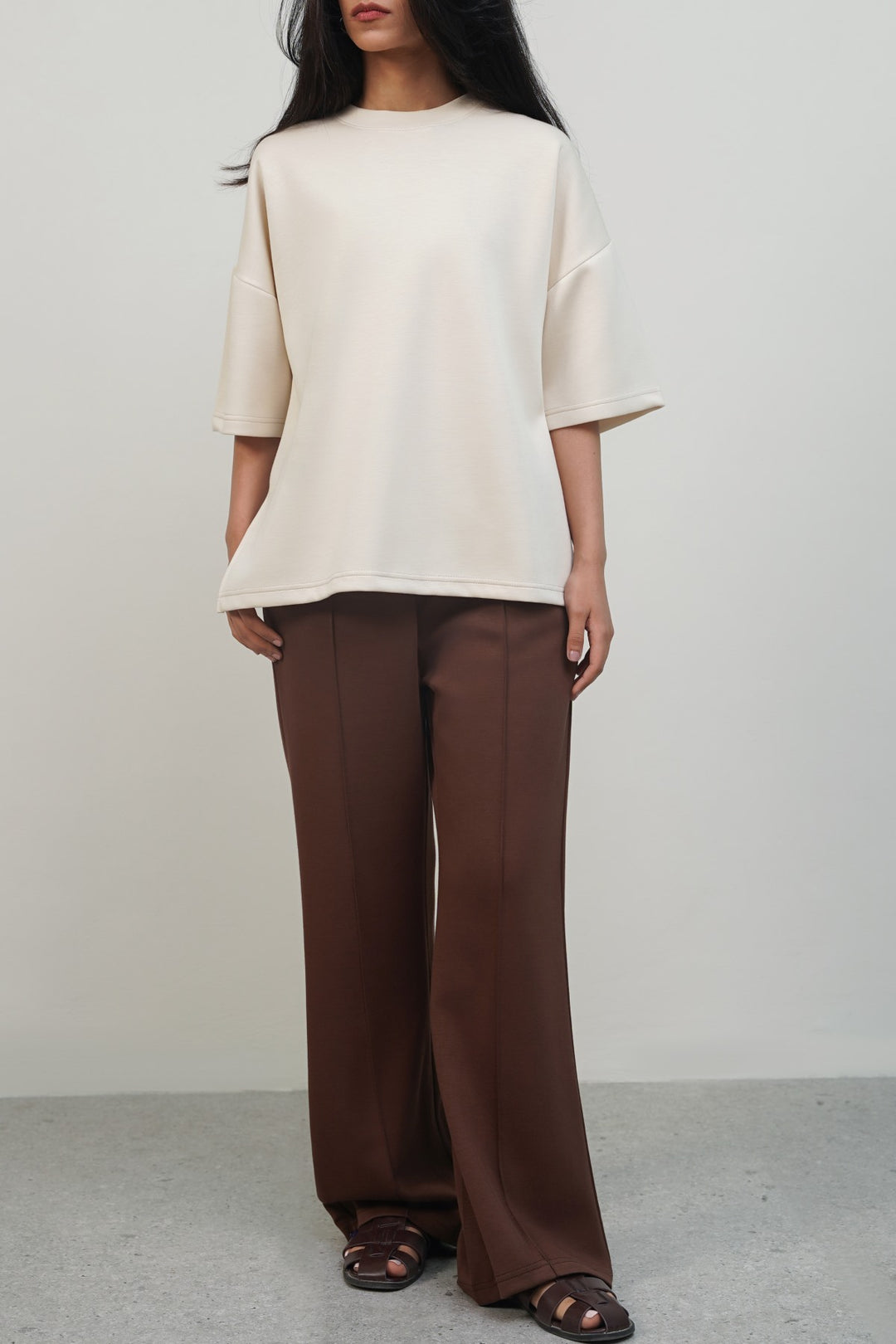 BROWN STRAIGHT-FIT TROUSERS
