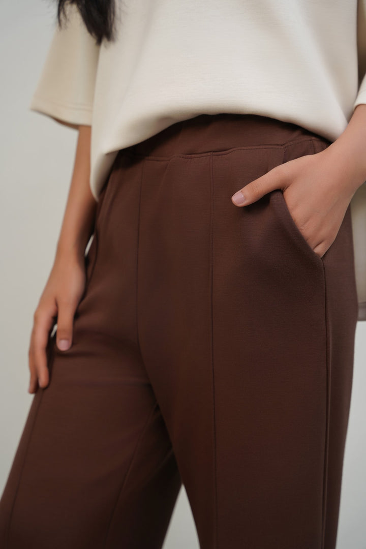 BROWN STRAIGHT-FIT TROUSERS