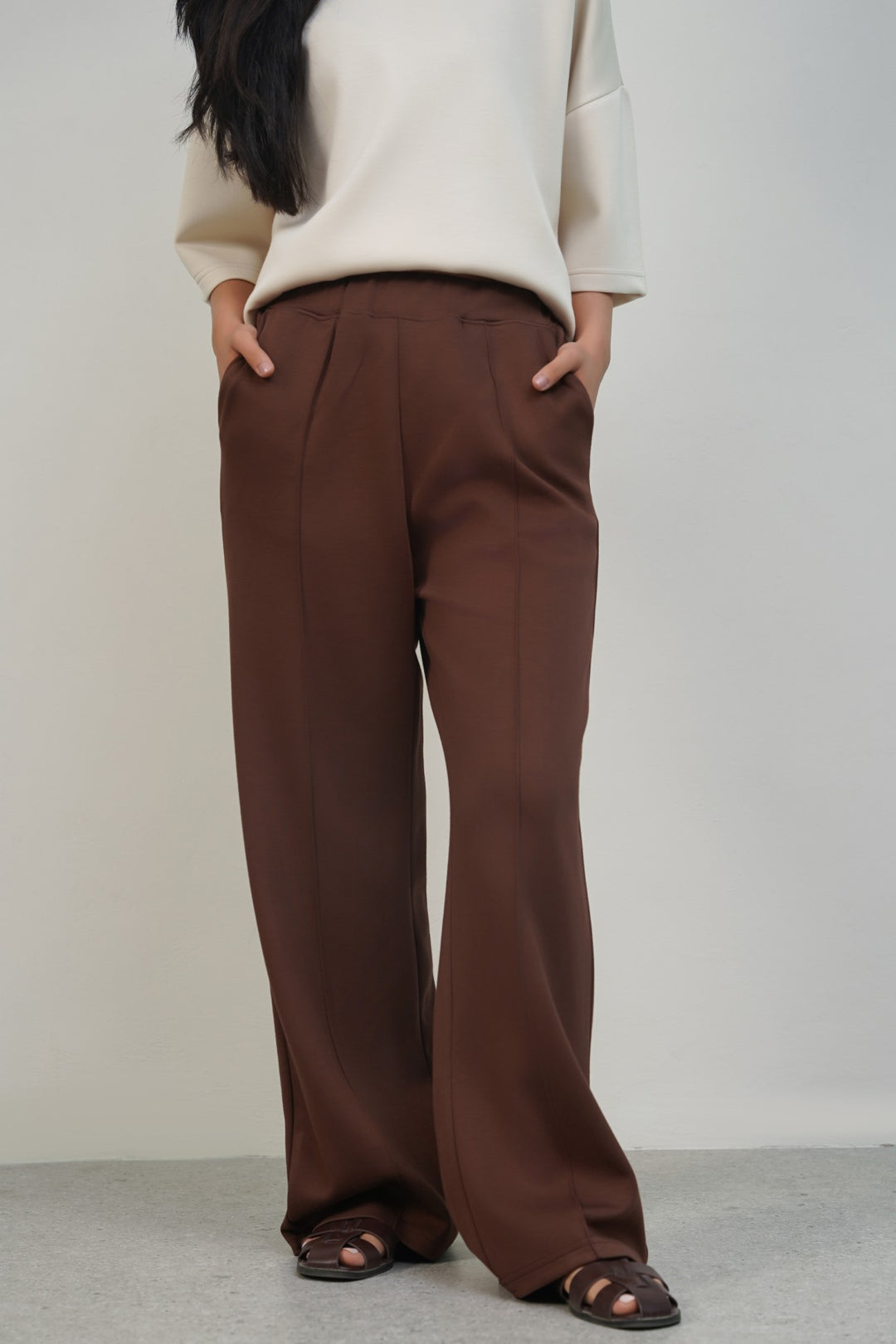 BROWN STRAIGHT-FIT TROUSERS