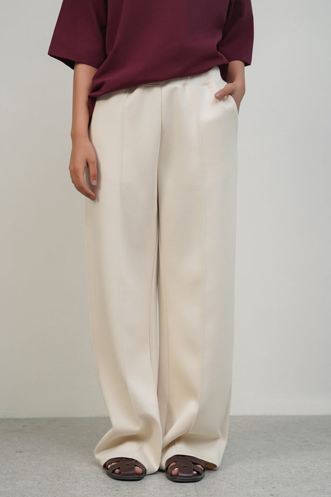 IVORY STRAIGHT-FIT TROUSERS