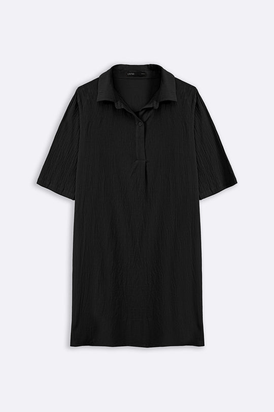 BLACK FEATHER COTTON KURTA-TUNIC