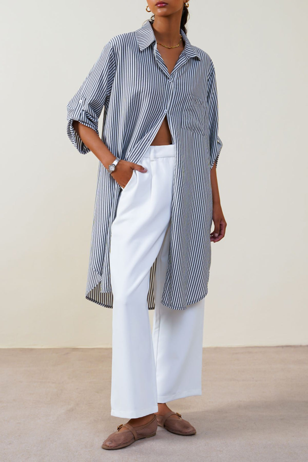 GREY LUNCH & BROWSE TUNIC
