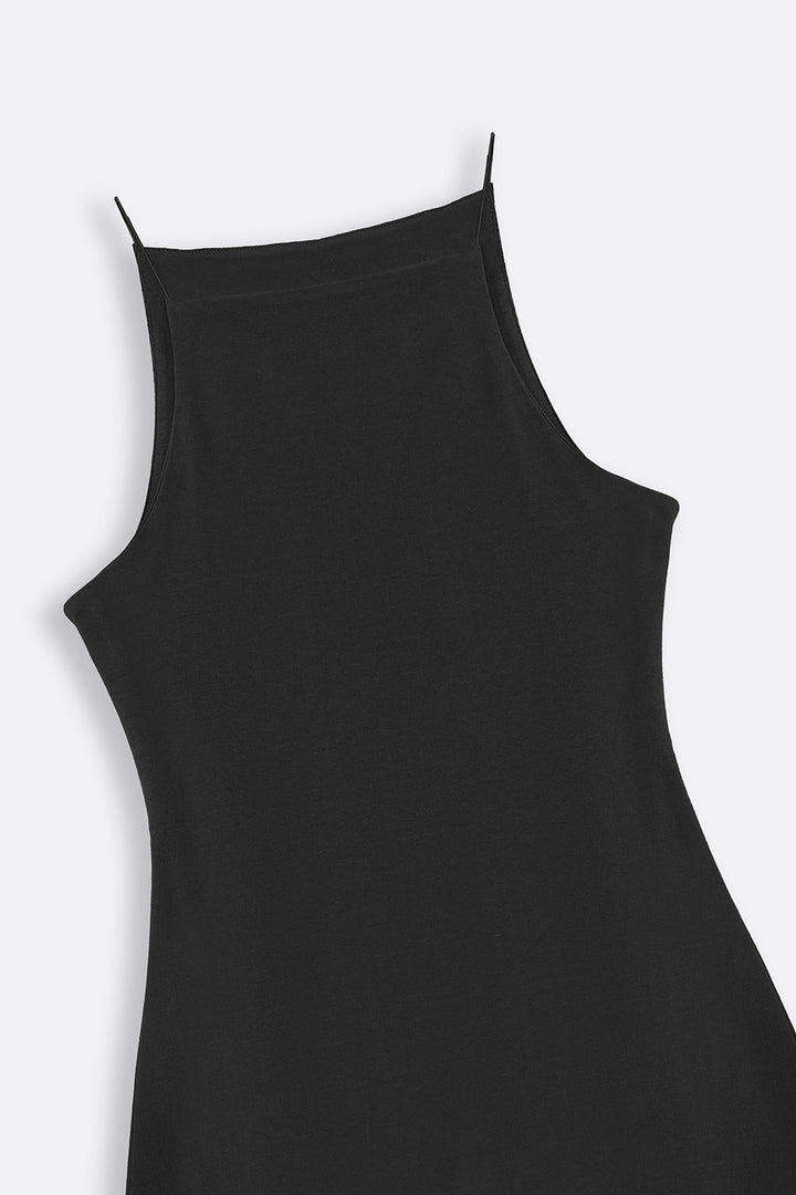 BLACK BODYCON A-LINE DRESS