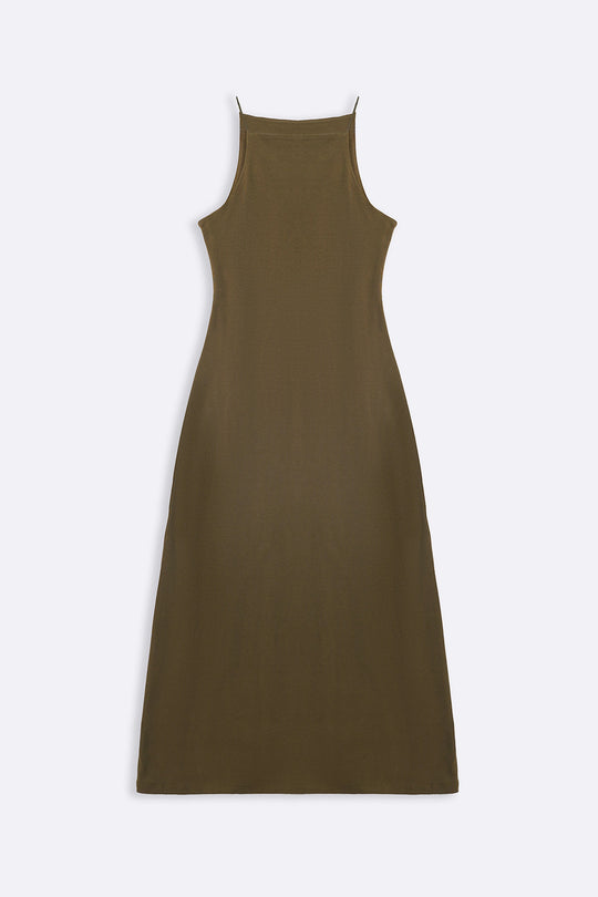 OLIVE BODYCON A-LINE DRESS