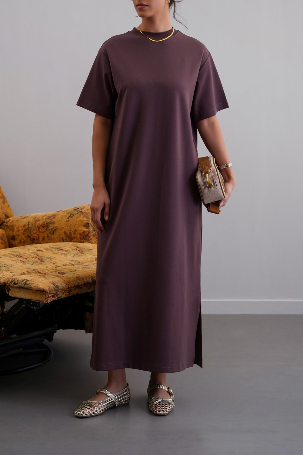 BROWN THE OMA T-DRESS