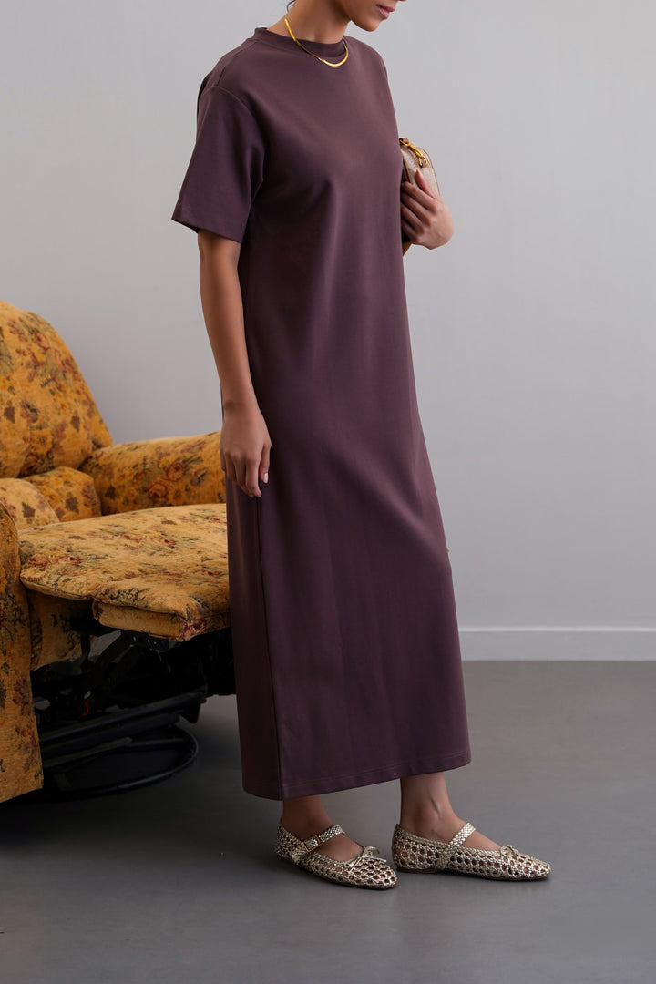 BROWN THE OMA T-DRESS