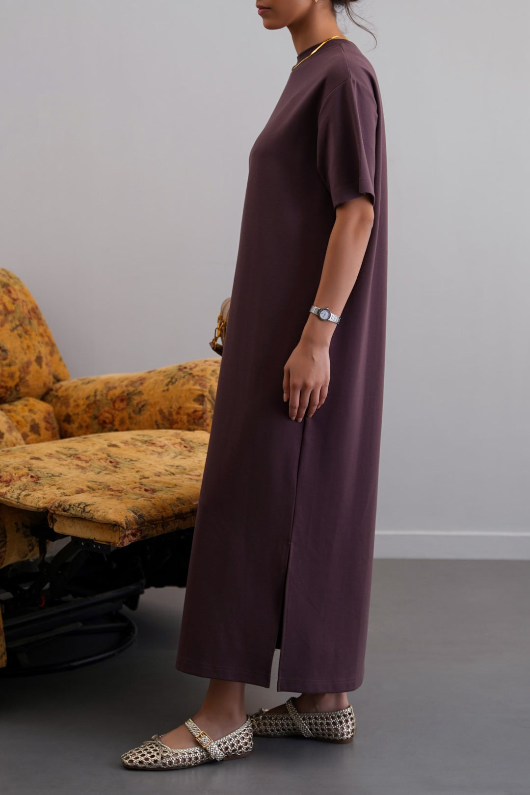 BROWN THE OMA T-DRESS
