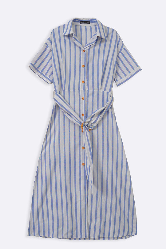 BLUE HOLIDAY LINEN DRESS