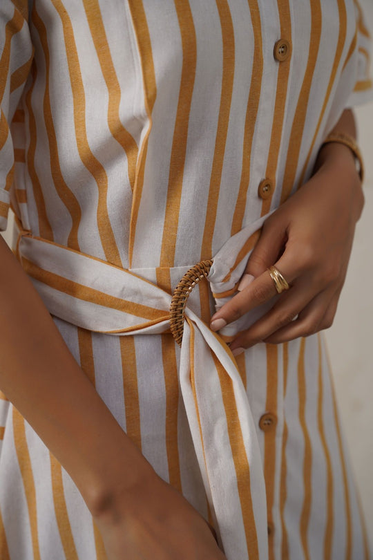 YELLOW HOLIDAY LINEN DRESS