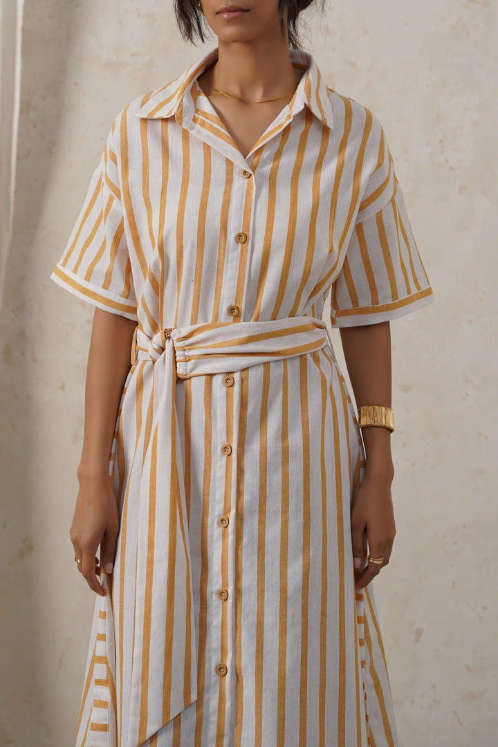 YELLOW HOLIDAY LINEN DRESS