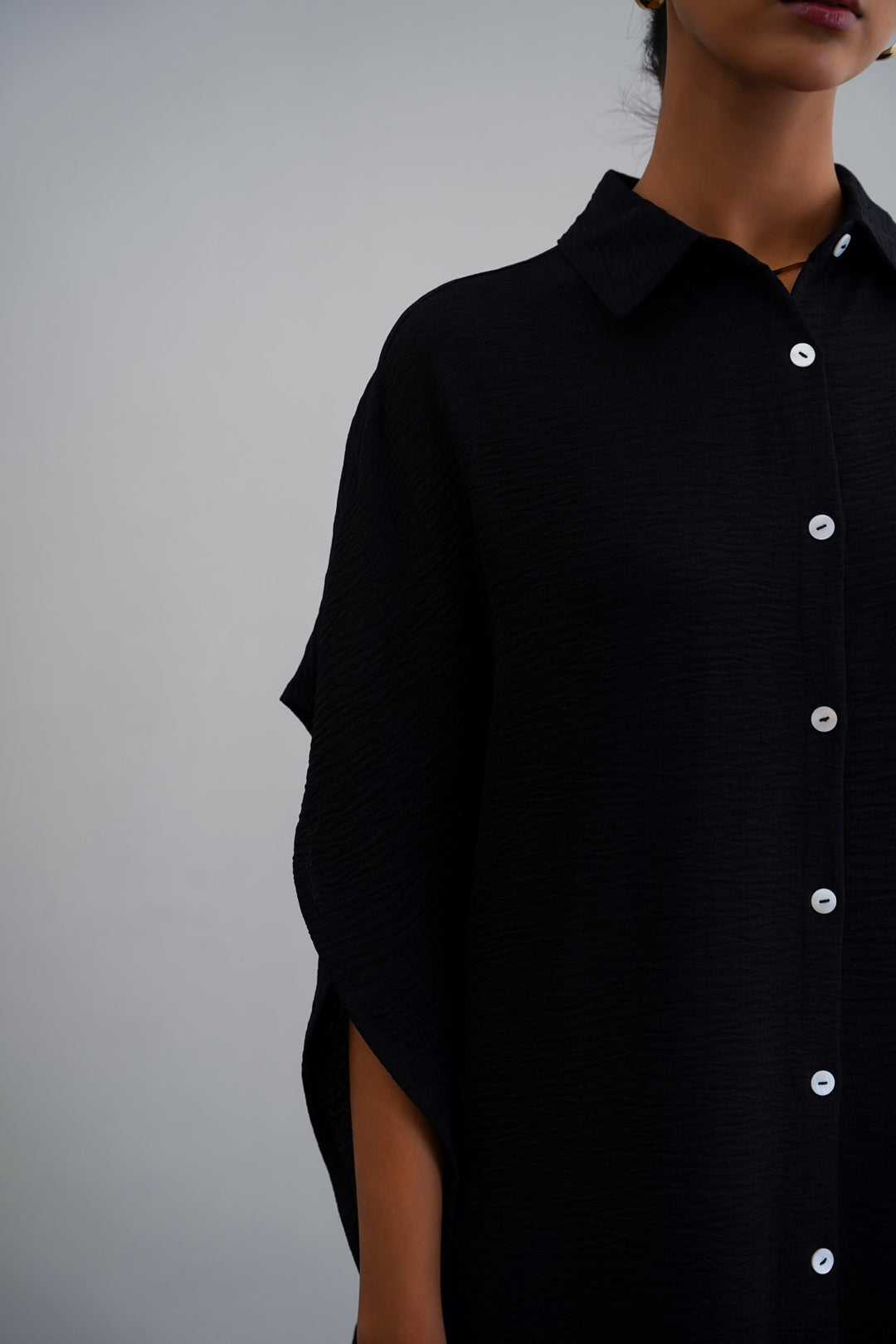 BLACK BATWING KAFTAN-DRESS