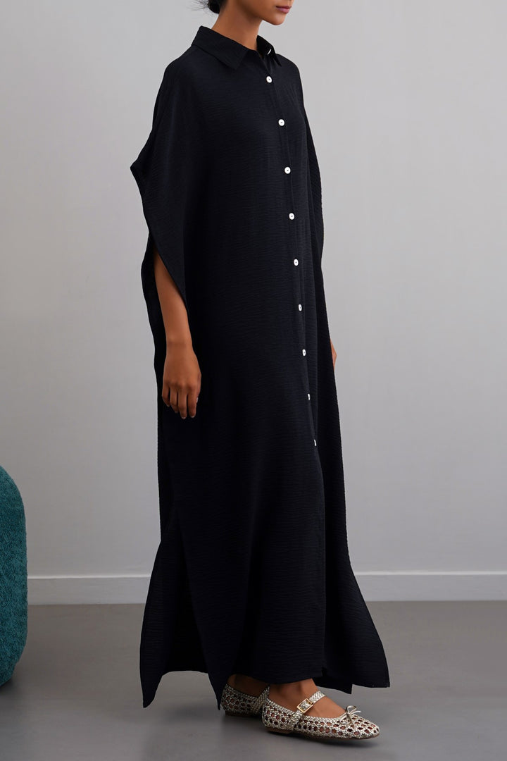 BLACK BATWING KAFTAN-DRESS