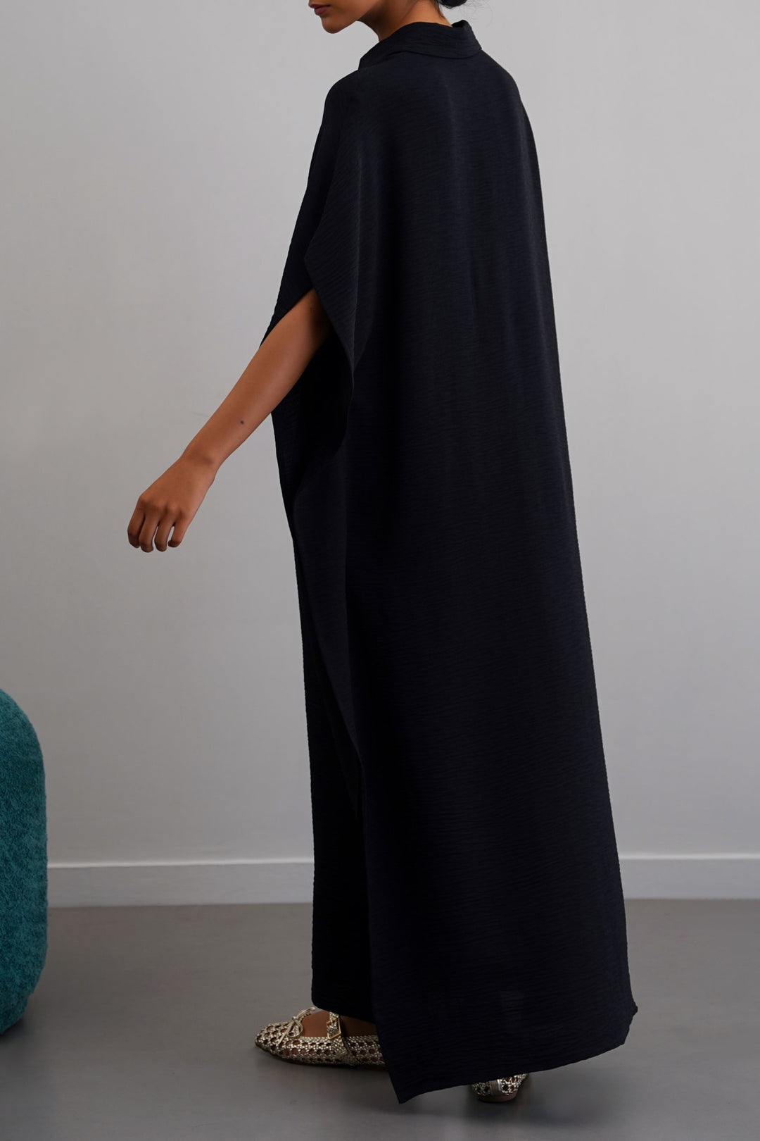 BLACK BATWING KAFTAN-DRESS